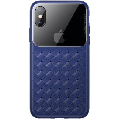 Baseus iPhone X/XS Glass & Weaving Kék Telefontok (WIAPIPH58-BL03)