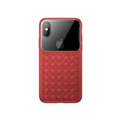 Baseus iPhone X/XS Glass & Weaving Piros Telefontok (WIAPIPH58-BL09)