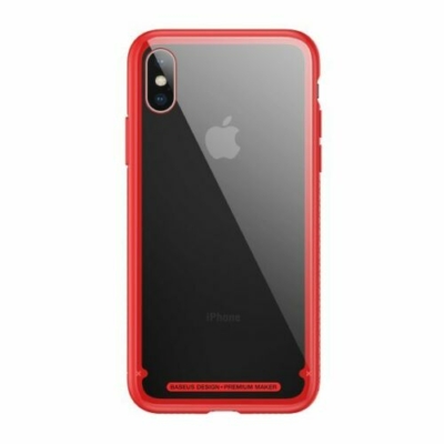 Baseus iPhone X/XS Piros Szélű Üveg Telefontok (WIAPIPHX-YS09)