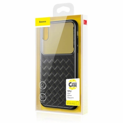Baseus iPhone XS Max Glass & Weaving Fekete Telefontok (WIAPIPH65-BL01)