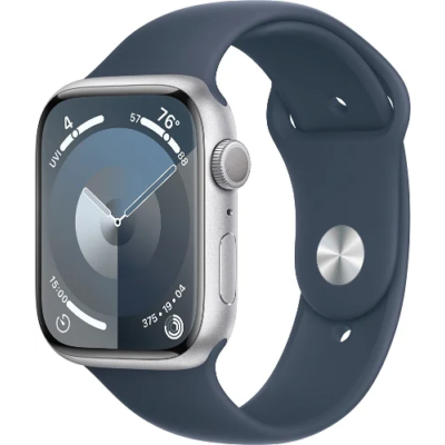 Apple Watch Series 9 45mm Silver Aluminium Case Storm Blue Sport Band GPS Bontatlan